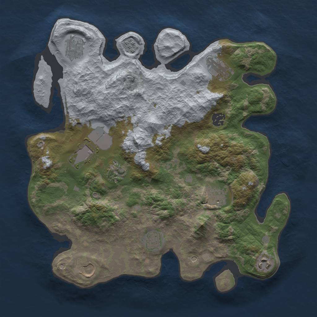 Rust Map: Barren, Size: 3500, Seed: 1823228500, 13 Monuments
