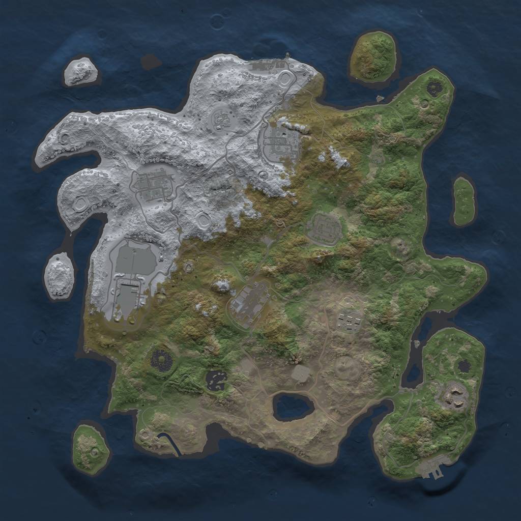 Rust Map: Procedural Map, Size: 3500, Seed: 73536142, 16 Monuments