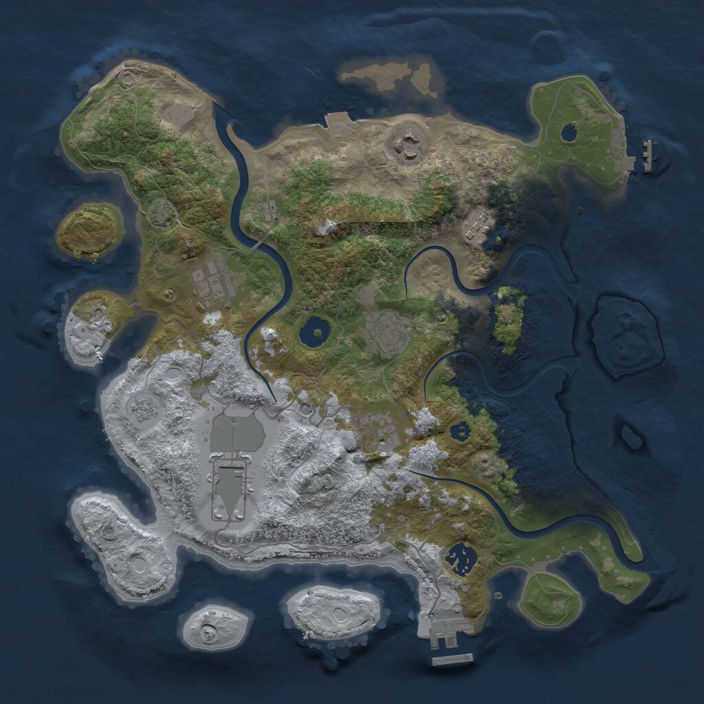 Rust Map: Procedural Map, Size: 3500, Seed: 25882301, 13 Monuments
