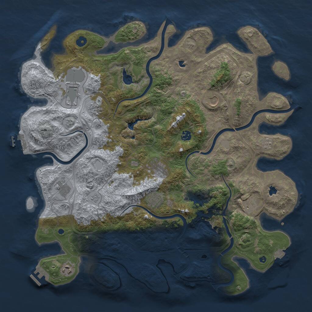 Rust Map: Procedural Map, Size: 4500, Seed: 442998904, 16 Monuments
