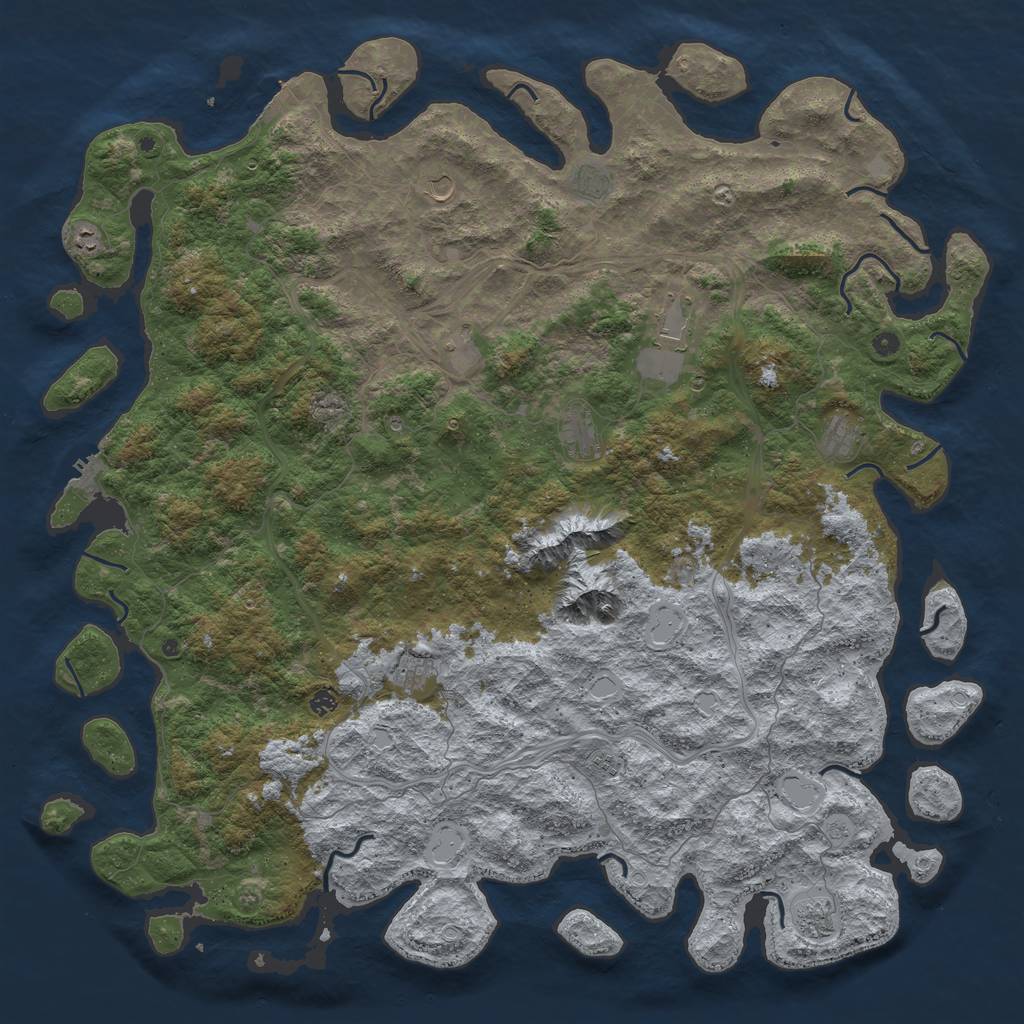 Rust Map: Procedural Map, Size: 6000, Seed: 581825, 20 Monuments