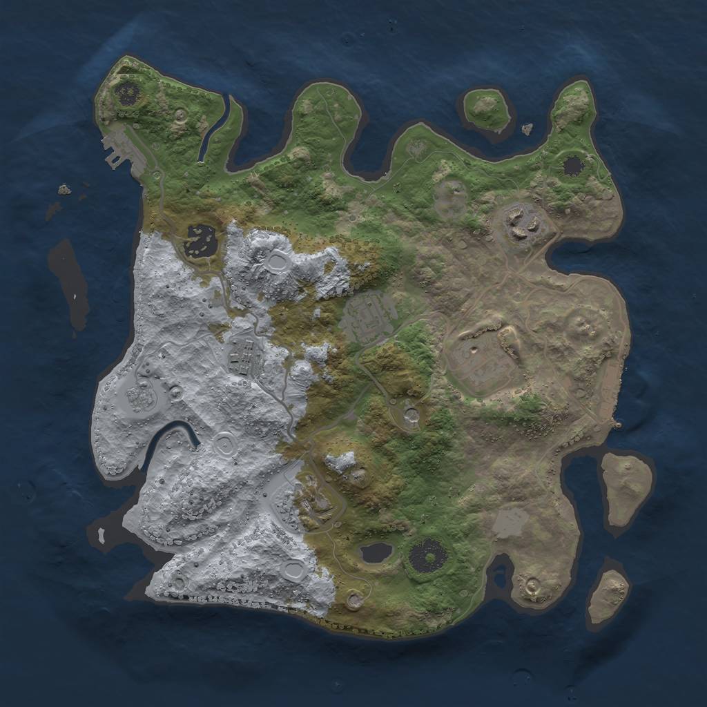 Rust Map: Procedural Map, Size: 3000, Seed: 1874745263, 13 Monuments