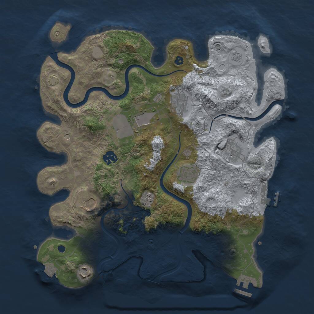Rust Map: Procedural Map, Size: 3500, Seed: 35403095, 14 Monuments