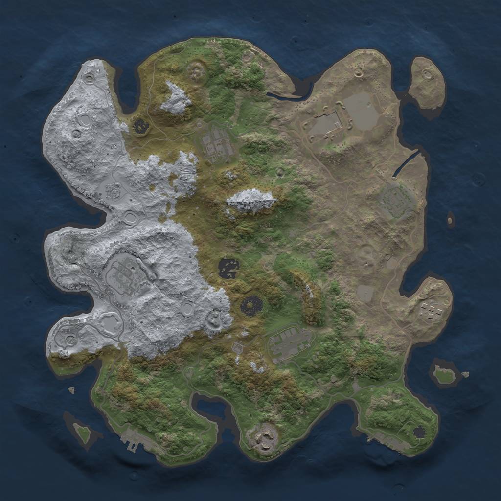 Rust Map: Procedural Map, Size: 3500, Seed: 377029759, 17 Monuments