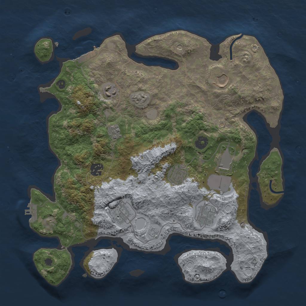 Rust Map: Procedural Map, Size: 3500, Seed: 68637164, 17 Monuments