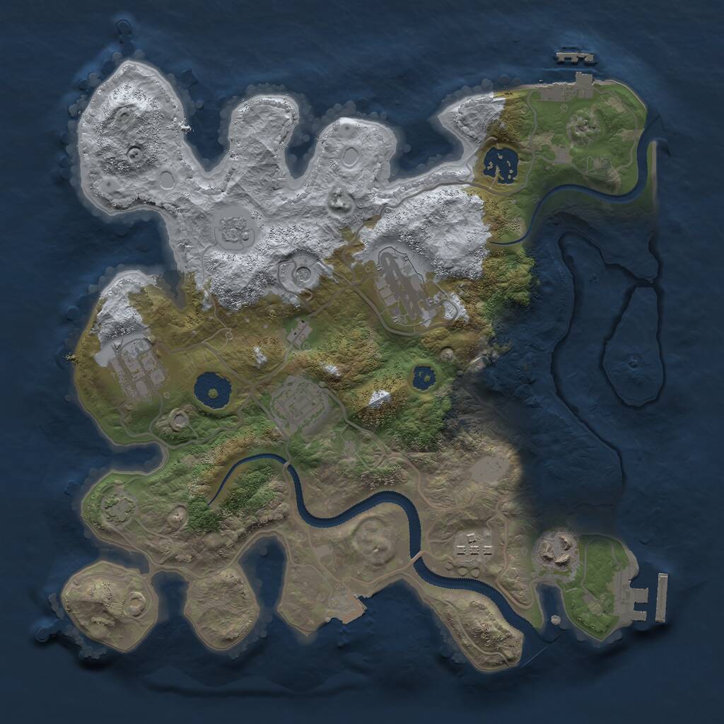 Rust Map: Procedural Map, Size: 3000, Seed: 44946640, 12 Monuments