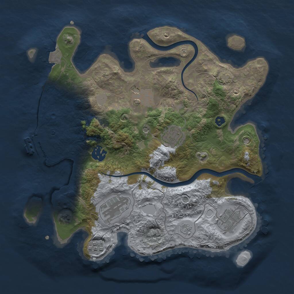 Rust Map: Procedural Map, Size: 3000, Seed: 1450057717, 11 Monuments