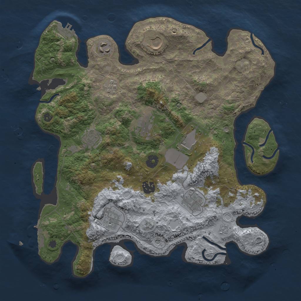 Rust Map: Procedural Map, Size: 3500, Seed: 71811833, 18 Monuments
