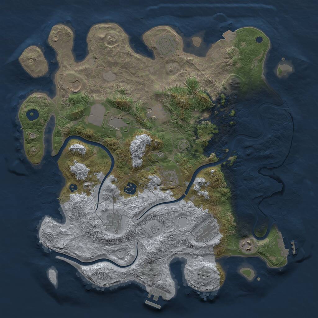 Rust Map: Procedural Map, Size: 3950, Seed: 6738, 16 Monuments