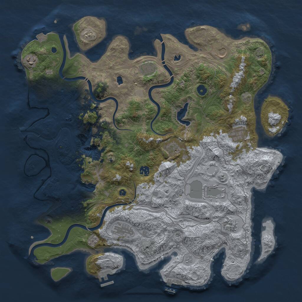 Rust Map: Procedural Map, Size: 4500, Seed: 73748, 16 Monuments