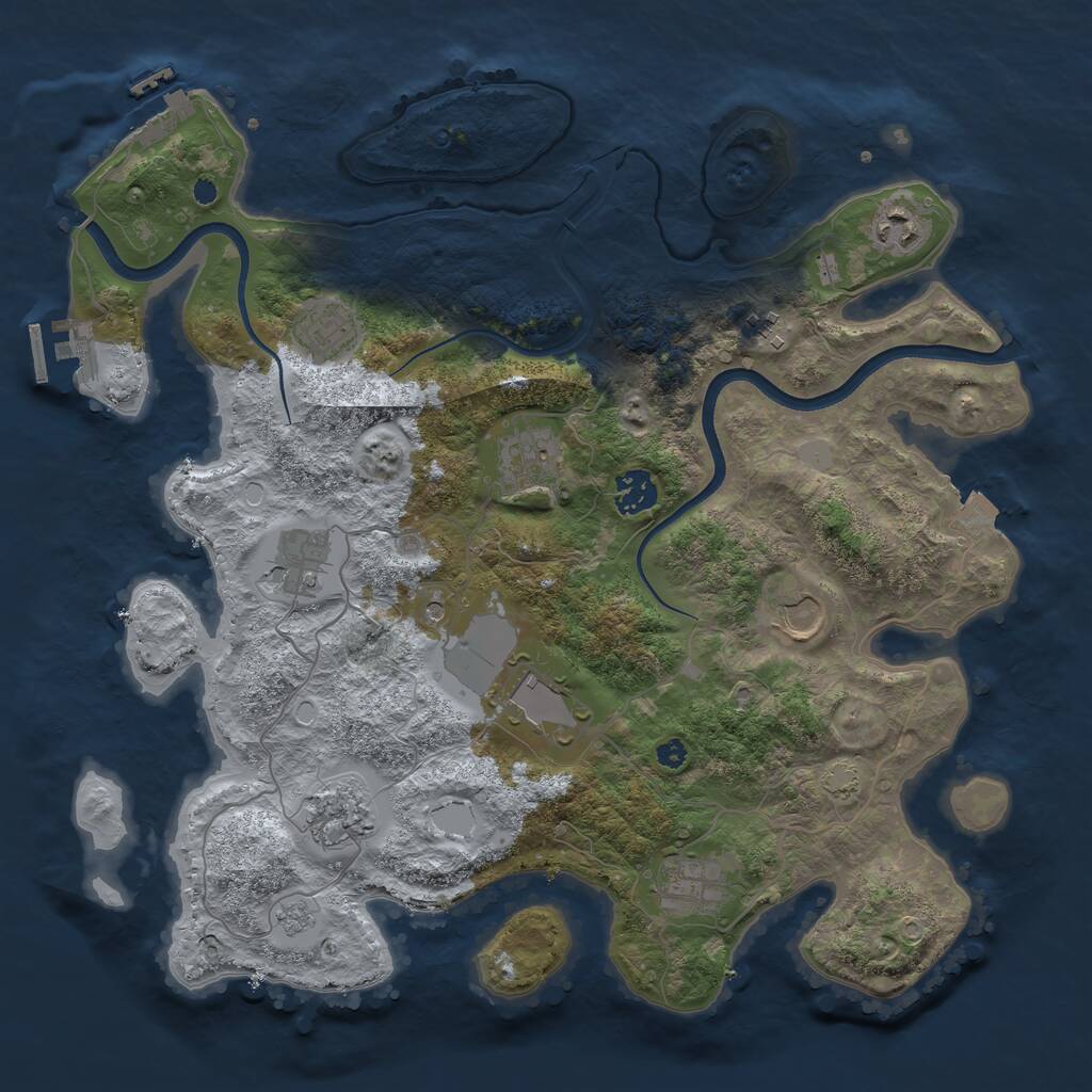 Rust Map: Procedural Map, Size: 3700, Seed: 532442649, 16 Monuments
