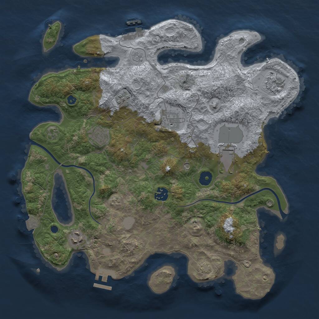 Rust Map: Procedural Map, Size: 3500, Seed: 732263909, 13 Monuments