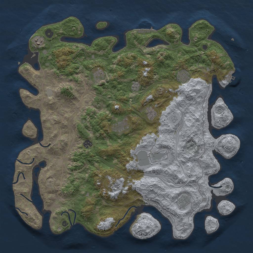 Rust Map: Procedural Map, Size: 4500, Seed: 162847266, 19 Monuments