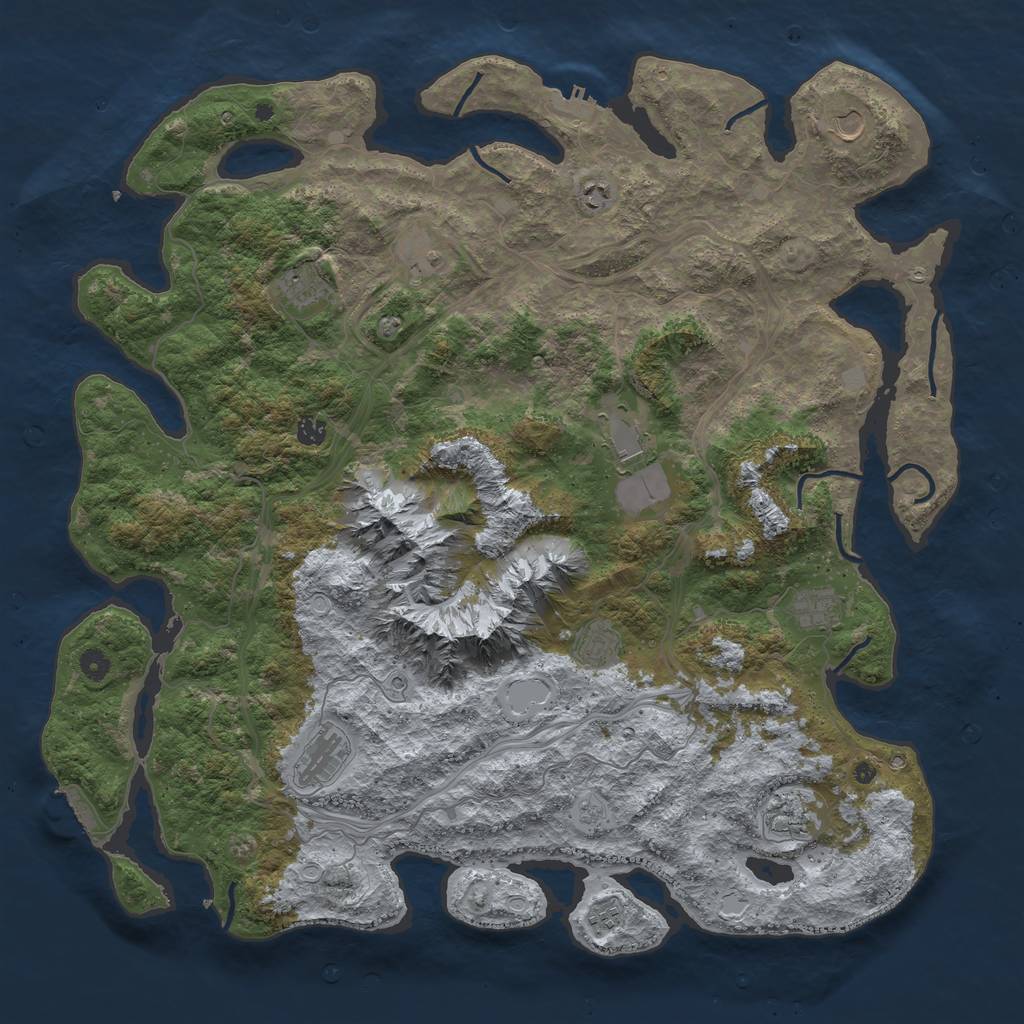 Rust Map: Procedural Map, Size: 5000, Seed: 1696969, 20 Monuments