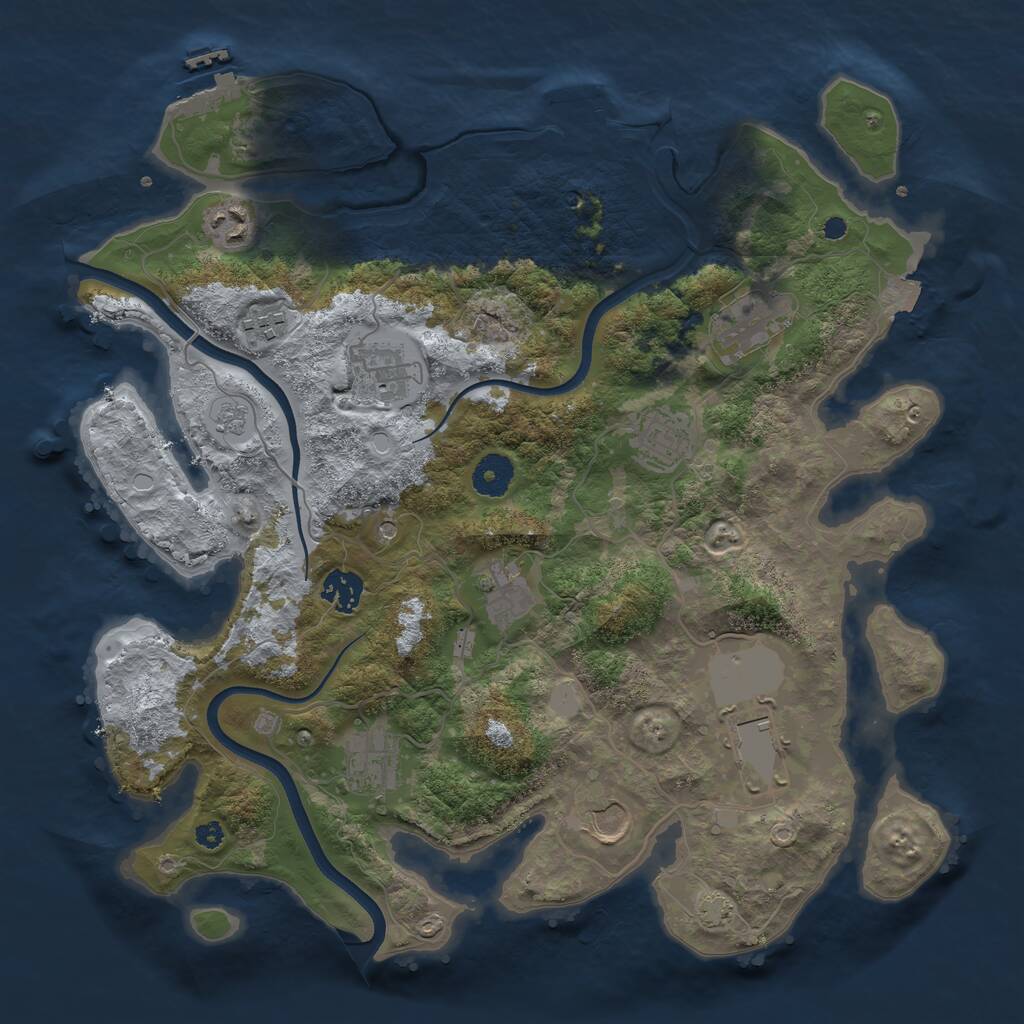 Rust Map: Procedural Map, Size: 3700, Seed: 1982081075, 16 Monuments