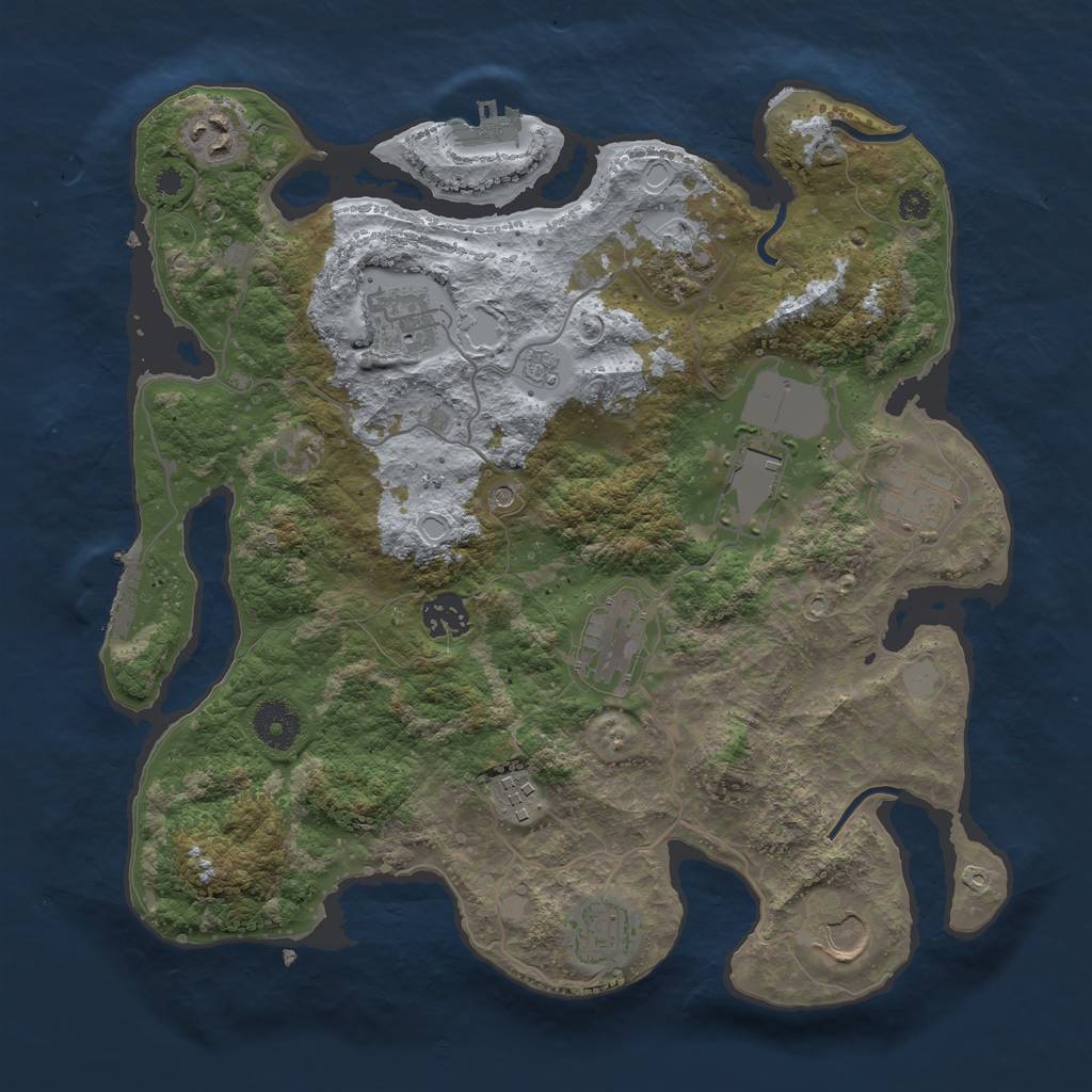 Rust Map: Procedural Map, Size: 3500, Seed: 856459813, 19 Monuments