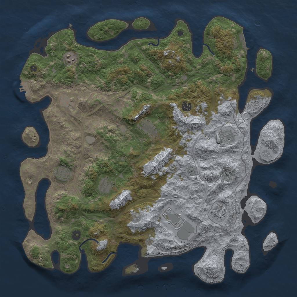 Rust Map: Procedural Map, Size: 4500, Seed: 342536342, 19 Monuments