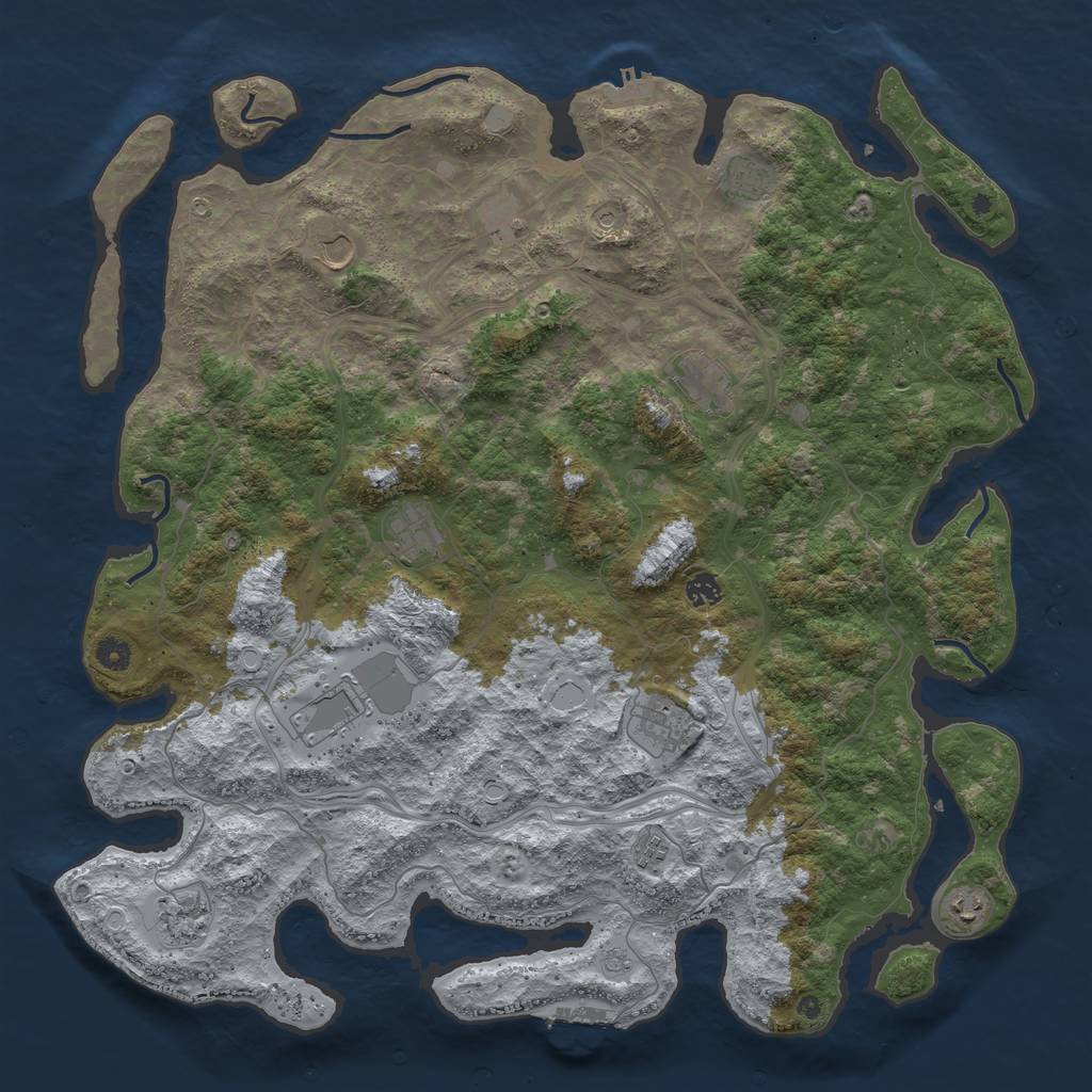 Rust Map: Procedural Map, Size: 4750, Seed: 405132828, 20 Monuments