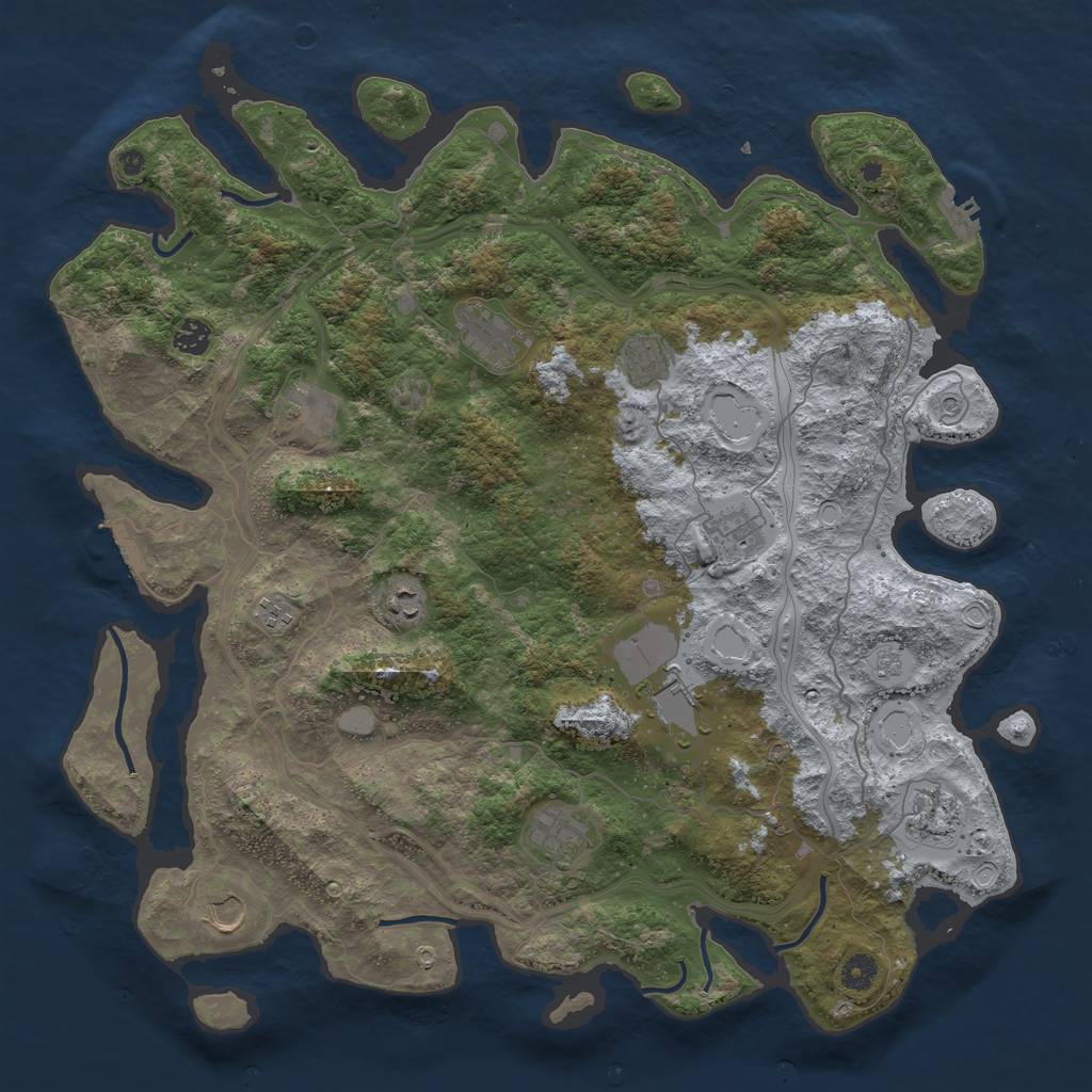 Rust Map: Procedural Map, Size: 4500, Seed: 1336391252, 20 Monuments