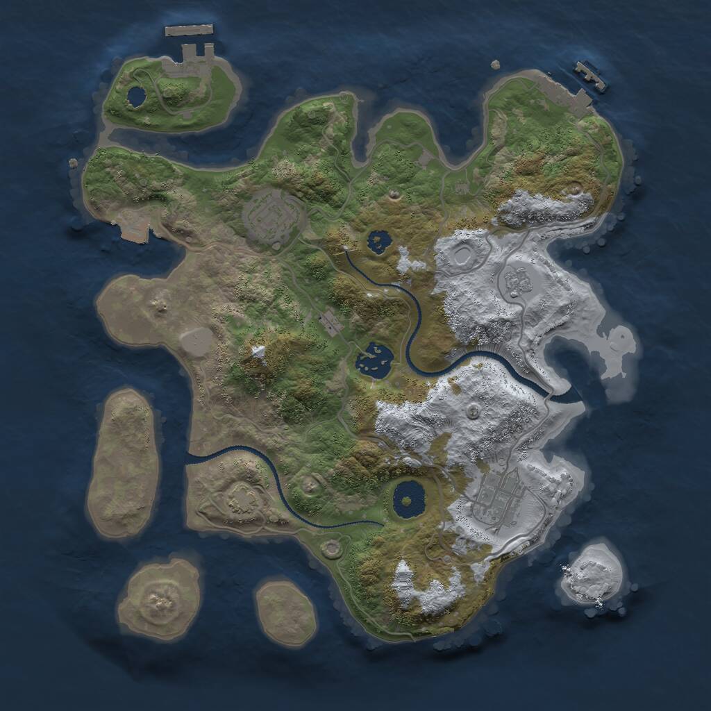 Rust Map: Procedural Map, Size: 3000, Seed: 2012351604, 8 Monuments