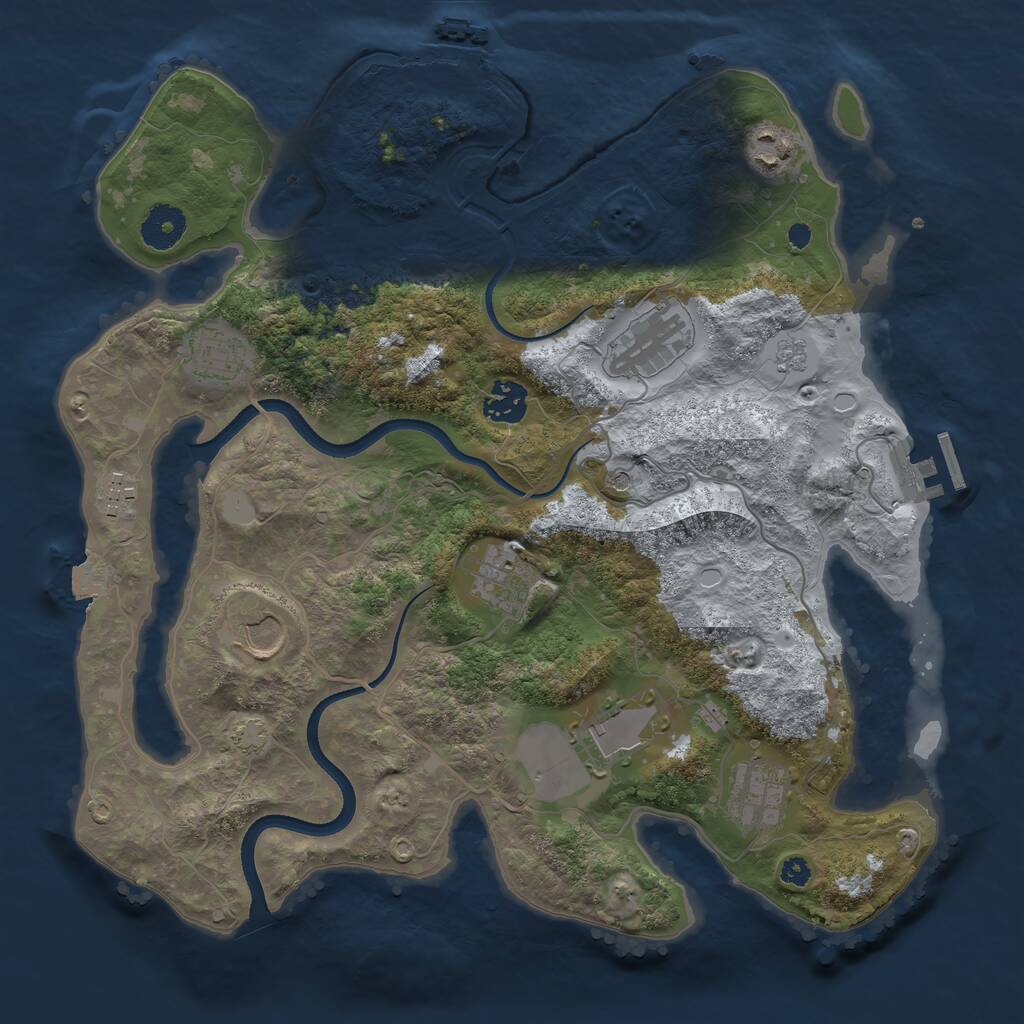 Rust Map: Procedural Map, Size: 3500, Seed: 449363086, 15 Monuments