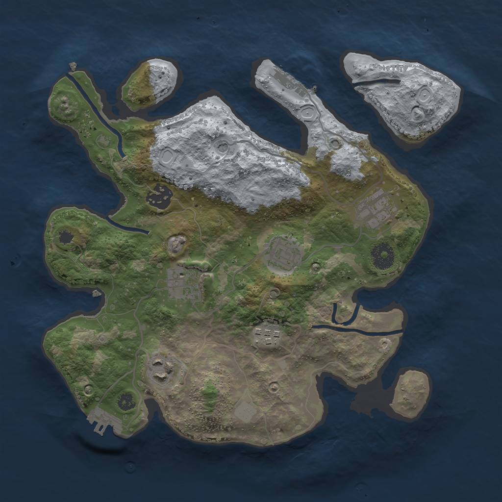 Rust Map: Procedural Map, Size: 3000, Seed: 2125468338, 14 Monuments