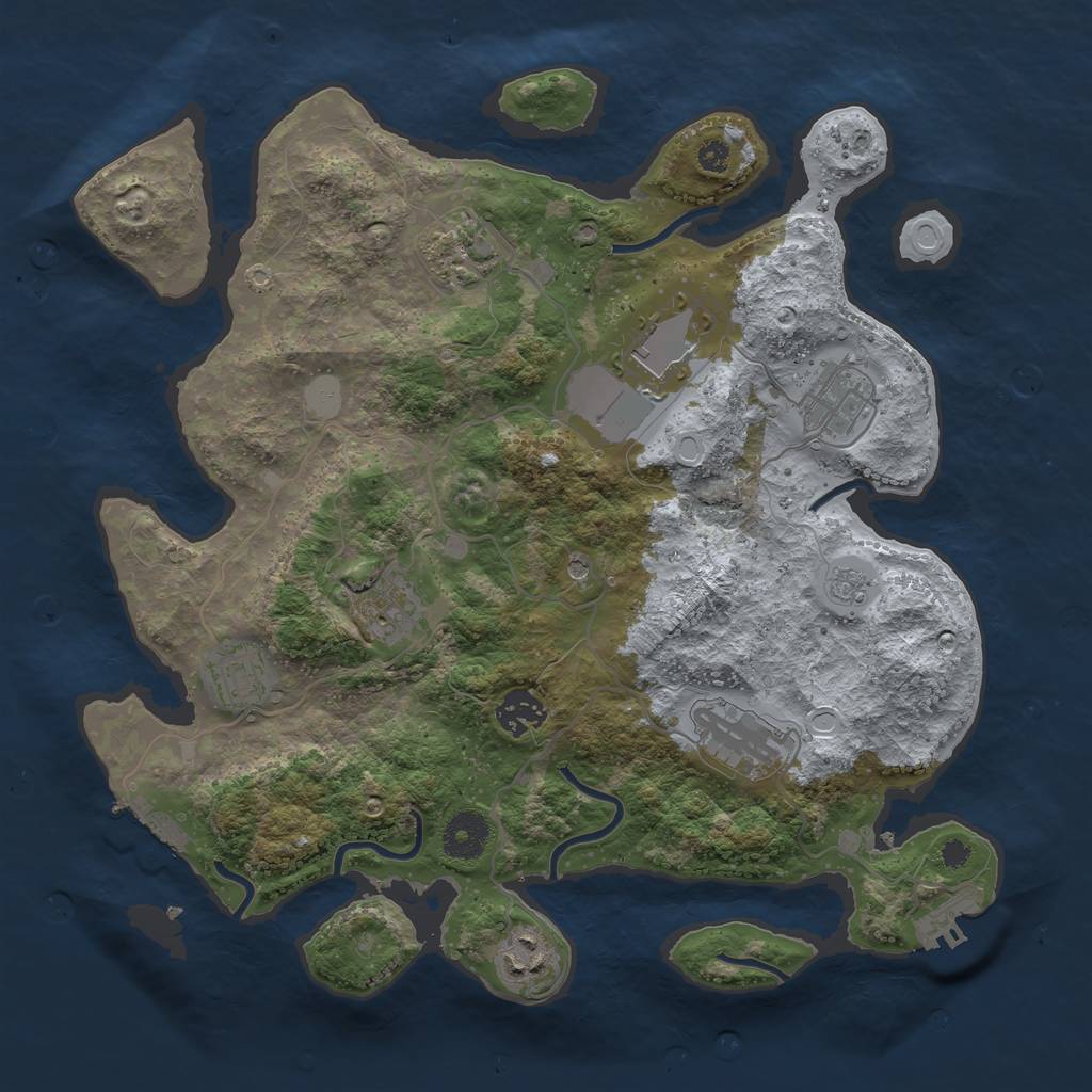 Rust Map: Procedural Map, Size: 3500, Seed: 1999729574, 17 Monuments