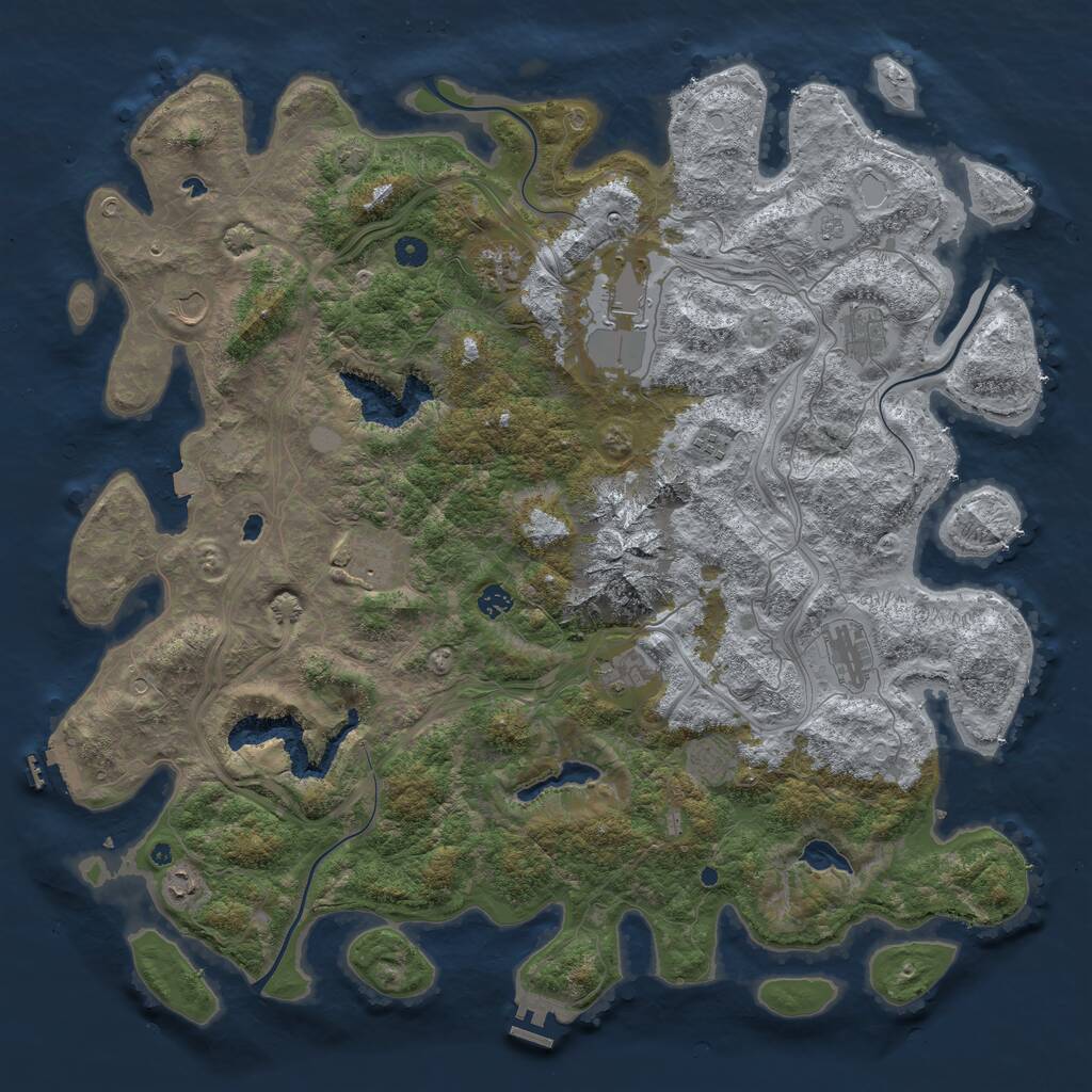Rust Map: Procedural Map, Size: 5000, Seed: 1076728765, 17 Monuments