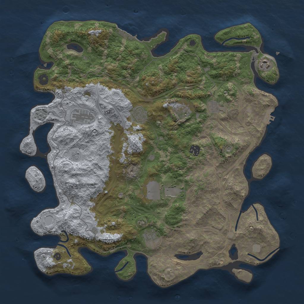Rust Map: Procedural Map, Size: 4253, Seed: 1180795590, 18 Monuments