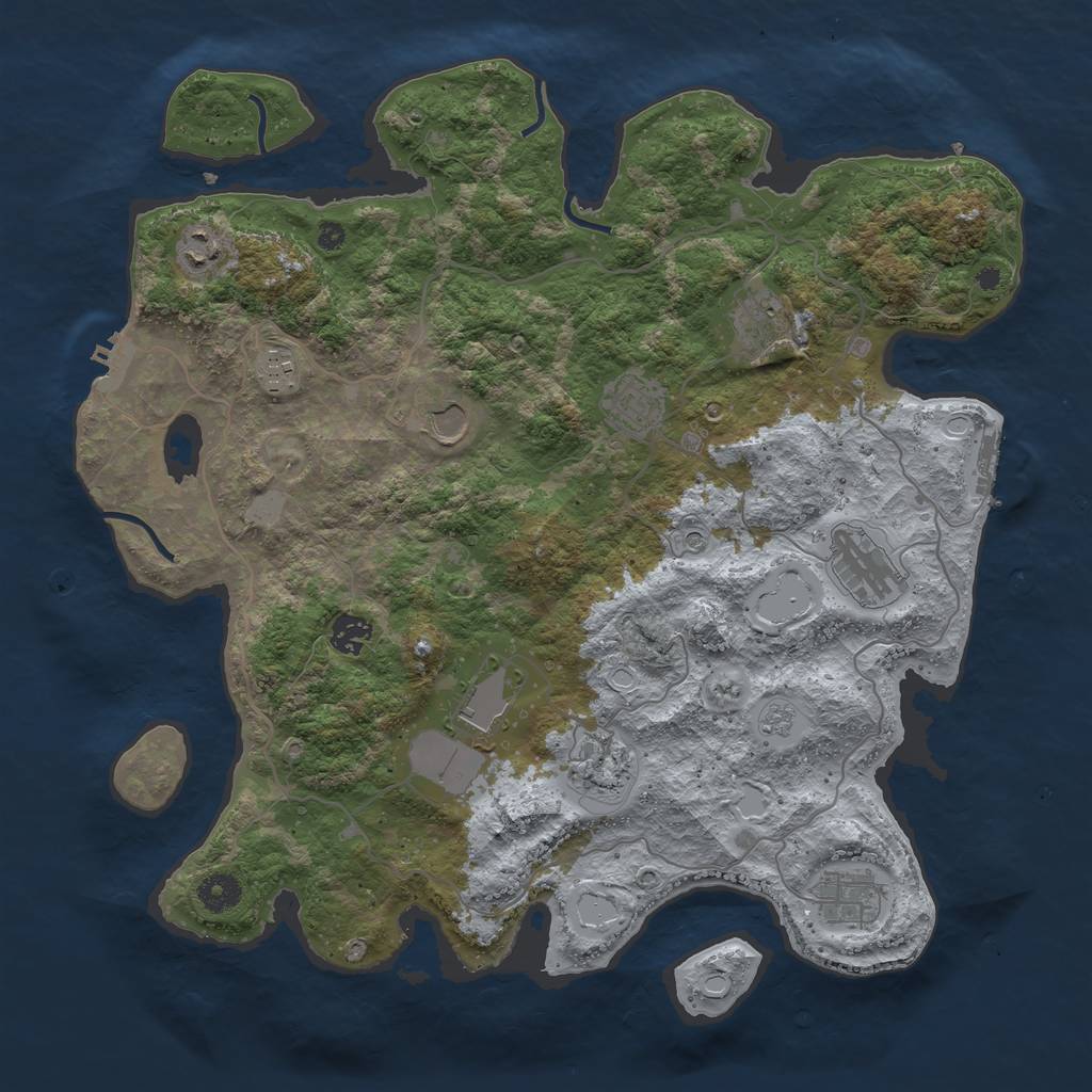 Rust Map: Procedural Map, Size: 4000, Seed: 9885464, 19 Monuments