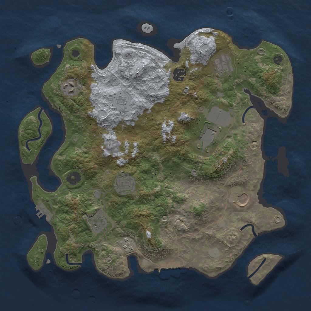 Rust Map: Procedural Map, Size: 3500, Seed: 5221983, 17 Monuments