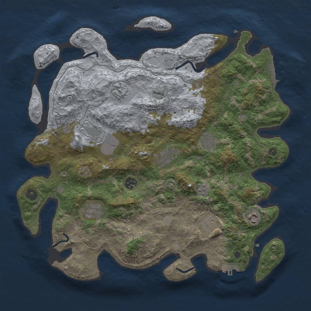 Rust Map: Procedural Map, Size: 4000, Seed: 1886, 16 Monuments