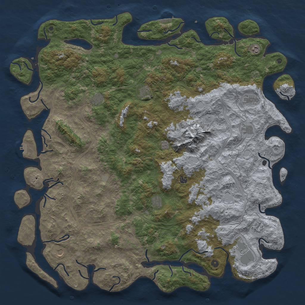 Rust Map: Procedural Map, Size: 6000, Seed: 651646541, 20 Monuments