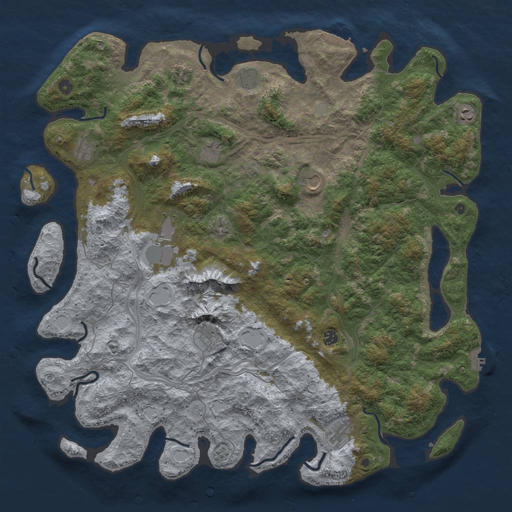 Rust Map: Procedural Map, Size: 5111, Seed: 22200, 18 Monuments