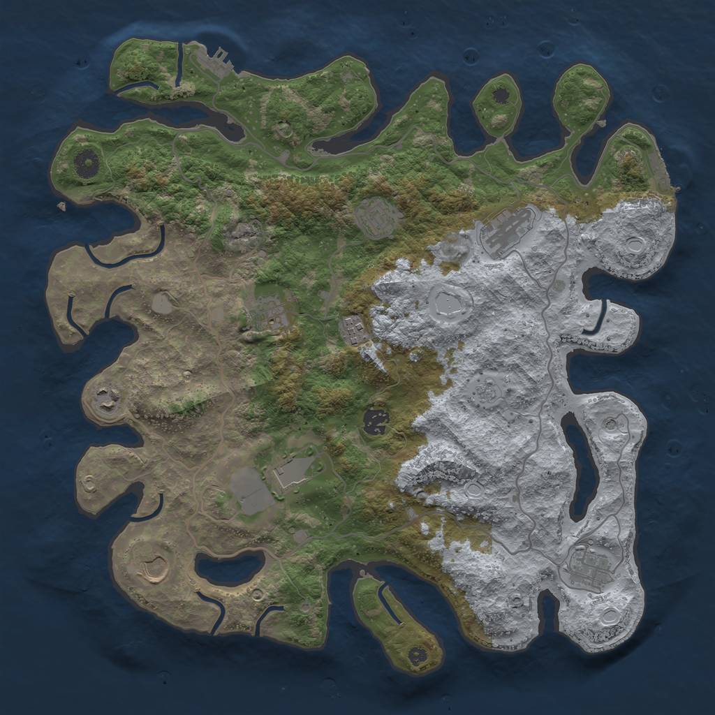 Rust Map: Procedural Map, Size: 4000, Seed: 348908058, 16 Monuments