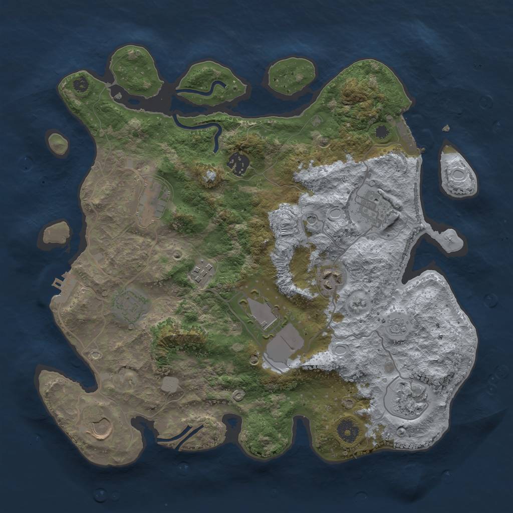 Rust Map: Procedural Map, Size: 3500, Seed: 331279591, 18 Monuments