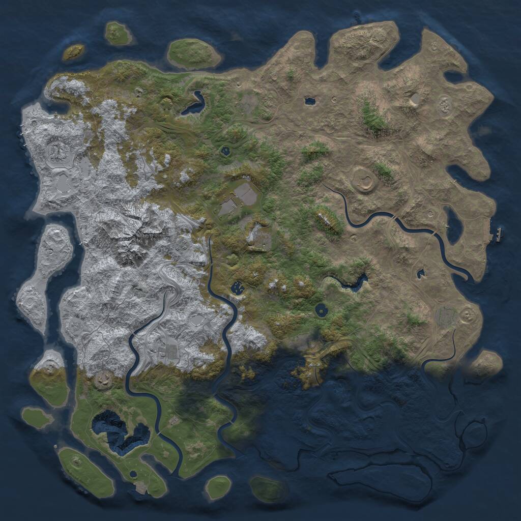 Rust Map: Procedural Map, Size: 6000, Seed: 70867626, 16 Monuments