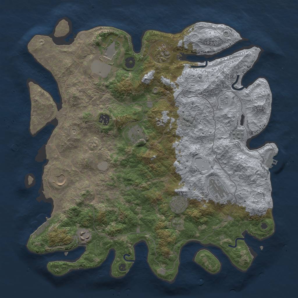 Rust Map: Procedural Map, Size: 4000, Seed: 47500, 18 Monuments