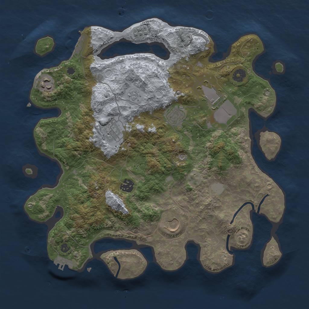 Rust Map: Procedural Map, Size: 3500, Seed: 91771913, 16 Monuments