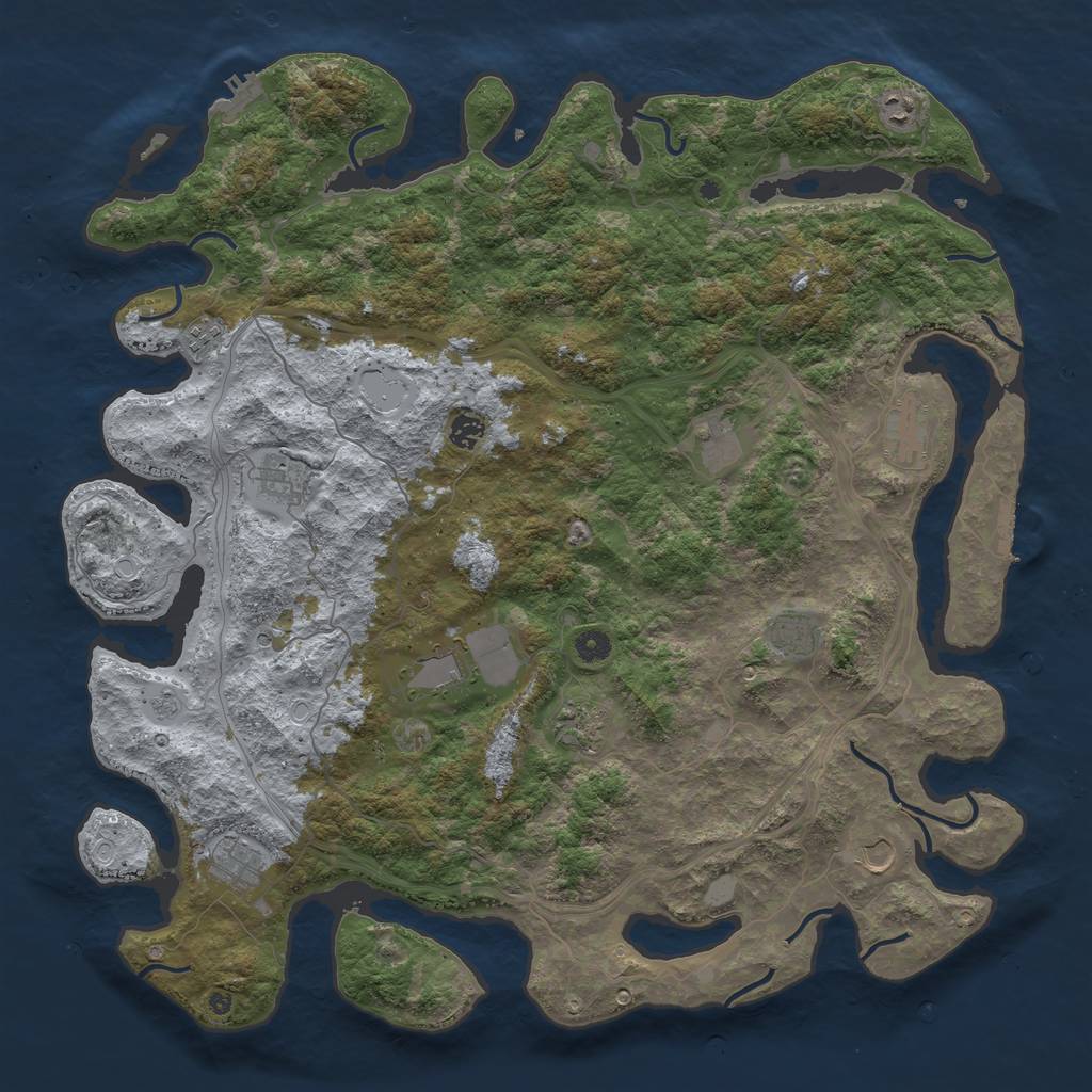 Rust Map: Procedural Map, Size: 4800, Seed: 357045561, 20 Monuments
