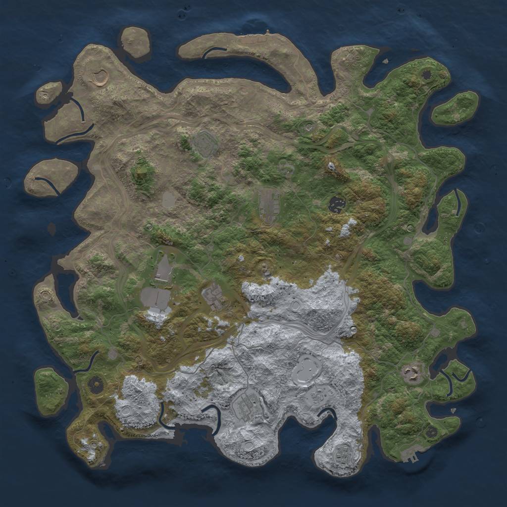 Rust Map: Procedural Map, Size: 4555, Seed: 1333061965, 18 Monuments