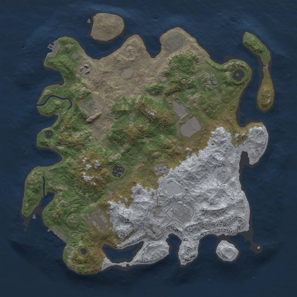 Rust Map: Procedural Map, Size: 3800, Seed: 13, 18 Monuments