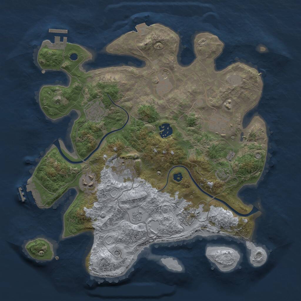 Rust Map: Procedural Map, Size: 3250, Seed: 1512192337, 13 Monuments