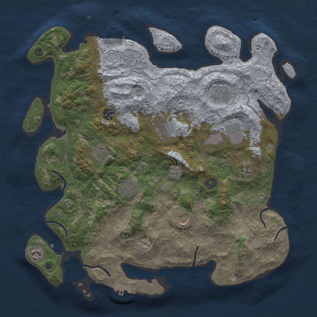 Rust Map: Procedural Map, Size: 4000, Seed: 912284278, 19 Monuments