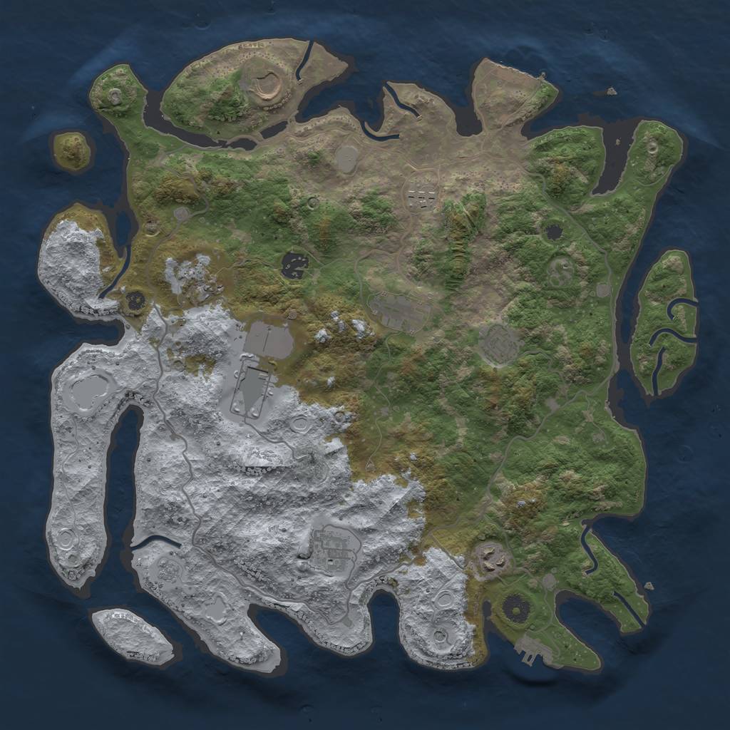 Rust Map: Procedural Map, Size: 4000, Seed: 639910872, 18 Monuments
