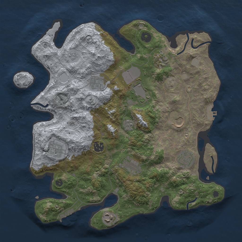 Rust Map: Procedural Map, Size: 3500, Seed: 83566620, 19 Monuments
