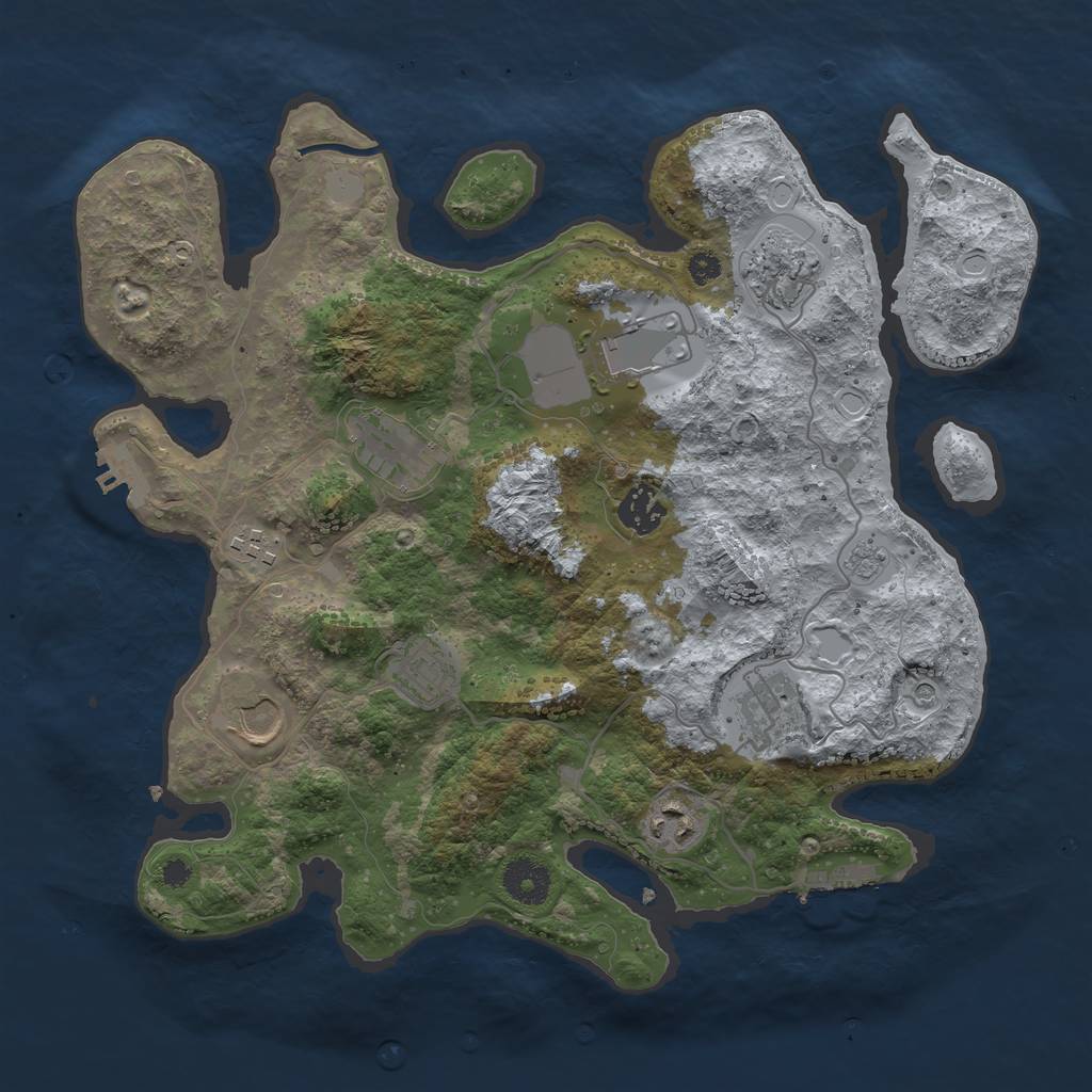 Rust Map: Procedural Map, Size: 3500, Seed: 19296564, 18 Monuments