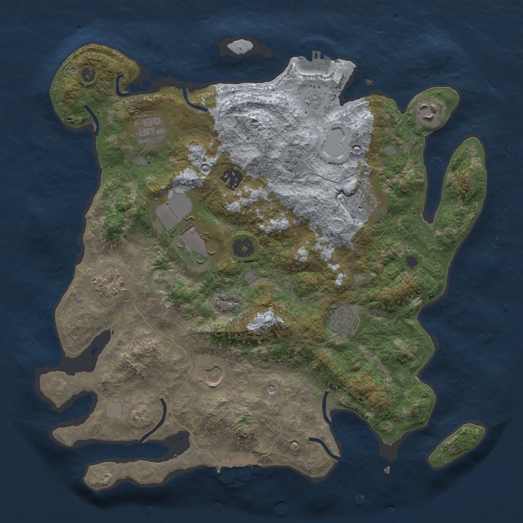 Rust Map: Procedural Map, Size: 3750, Seed: 2039821935, 16 Monuments