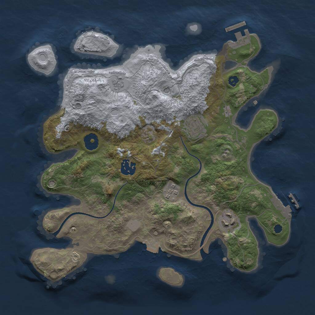 Rust Map: Procedural Map, Size: 3000, Seed: 532253345, 9 Monuments