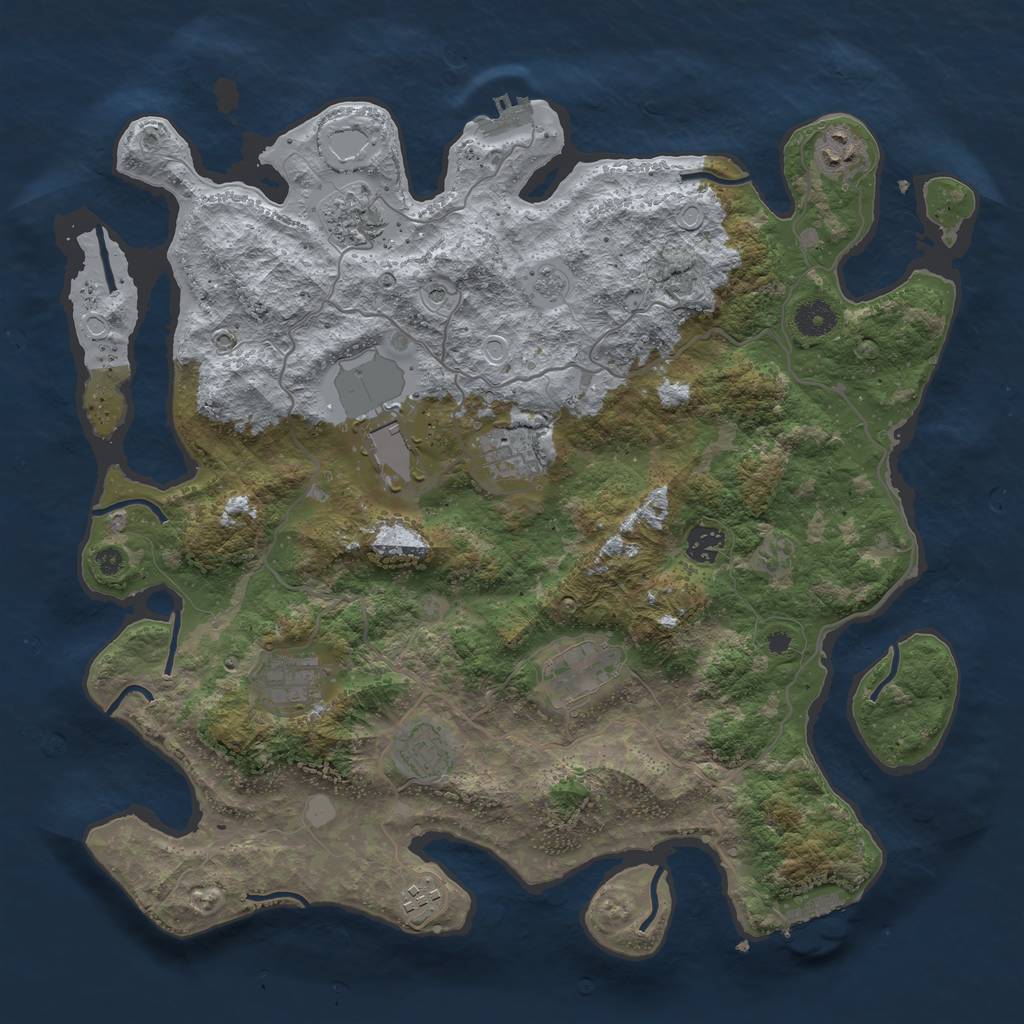 Rust Map: Procedural Map, Size: 4000, Seed: 54396, 18 Monuments